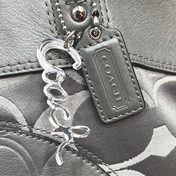 Coach Signature Laura Gray/Silver Double Strap Large Tote Bag - Picture 2 of 15